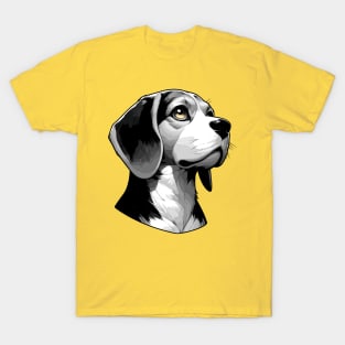 Stunning and Cool Beagle Monochrome and Gold Portrait for Father's Day T-Shirt